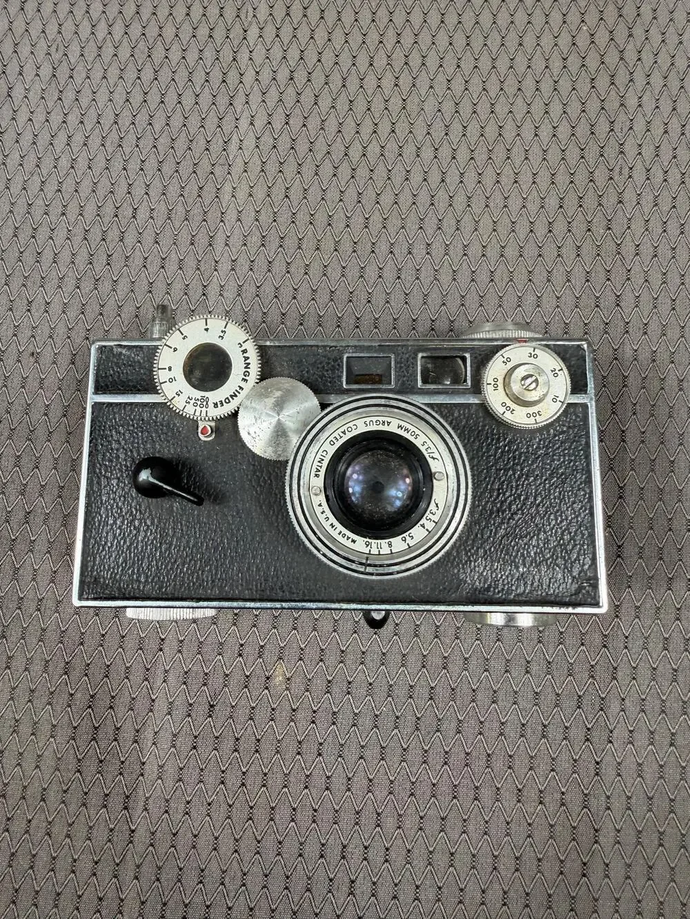 Vintage Argus 35mm Film Rangefinder Camera Cintar 50mm F/3.5 Lens USA Black